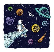 astronauts stare at the sky vector illustration