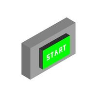 Isometric start button on background vector