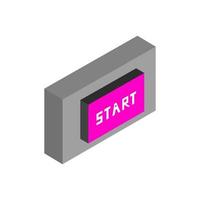 Isometric start button on background vector