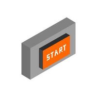 Isometric start button on background vector