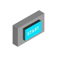 Isometric start button on background vector