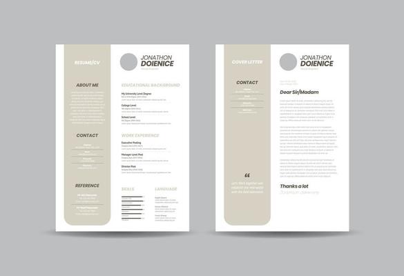 Curriculum vitae CV Resume Template Design or Personal Details for Job Application