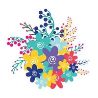 bunch of colorful blooming flowers and berries vector