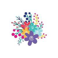 bunch of colorful blooming flowers and berries vector