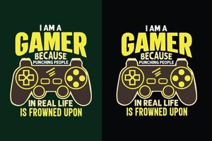 diseño de camiseta para juegos con gráficos de joypad para juegos vector