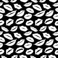 Flat design of lips. Seamless pattern of icon on black background. vector