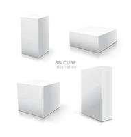 White vector cube set. Vector stock 3d illustration without background.