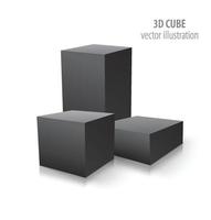 Three 3D cubes isolated on white background vector