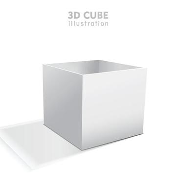 Realistic white vector opened blank box illustration with shadows.