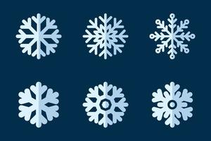 Snowflake Collection. Flat Style. Set of Christmas and Winter Traditional icons for logo, print, sticker, emblem, label, badge, greeting and invitation card design vector