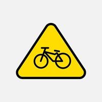 icono de bicicleta. ilustración vectorial plana en negro con marco triangular amarillo vector