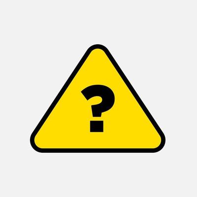 Question mark with yellow triangular frame icon. Solid vector illustration