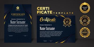 Set vertical and horizontal certificate template with ribbon line ornament texture and modern color background. certificate border. vector