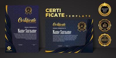 Set vertical and horizontal certificate template with ribbon line ornament texture and modern color background. certificate border. vector