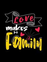 Love makes a Family T-shirt Design, lettering typography quote. relationship merchandise designs for print. vector