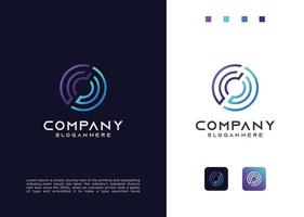 Modern Circle Tech Logo Design Template. Round Tech Digital Technology Logo Design Icon. Initial Letter O tech Logo Design Vector Stock