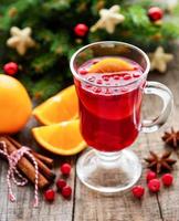 Glass of hot mulled wine photo