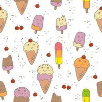 Very cute seamless pattern design of ice cream isolated on white background. Suitable for wrapping paper, wallpaper, fabric, backdrop and etc. vector