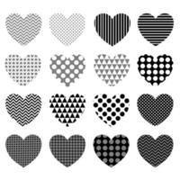 A set of halftone pattern heart shapes isolated on white background. Vintage style heart shapes for decorating. vector