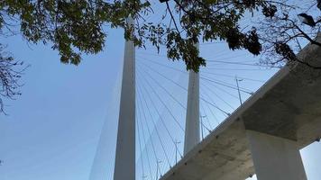 Urban landscape with a view of the Golden Bridge pylons. Vladivostok, Russia video