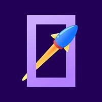 Rocket launch vector illustration with square