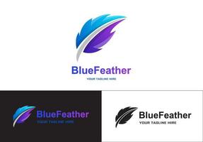 blue feather gradient logo template vector