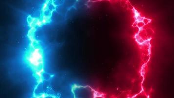 abstracte fractal energie cirkel roze en blauwe achtergrond loop video