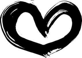 heart isolated vector sketch digital brush stroke. Love icon hand drawing black contour