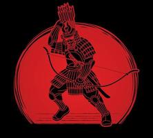 silueta de guerrero samurai vector