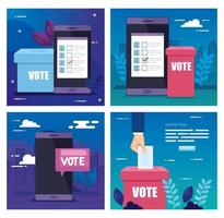 set poster of vote with icons vector