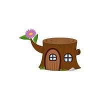 tree trunk house fairytale icon vector