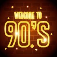 label nineties sign retro style neon light vector