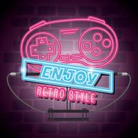 label control game nineties retro style neon light vector