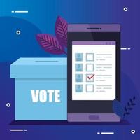 teléfono inteligente para votar en línea con urna vector