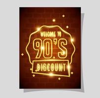 label welcome to nineties discount neon light vector