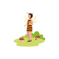 woman disguised bee character fairytale vector