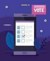 smartphone for vote online with speech bubble vector