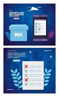 set poster of vote with icons vector