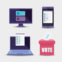 laptop with set objects for vote vector