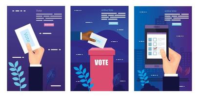 set poster of vote with icons vector