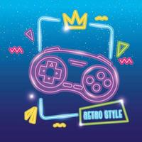 control game nineties style neon light vector