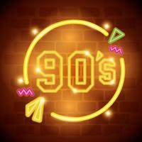 label nineties sign retro style neon light vector