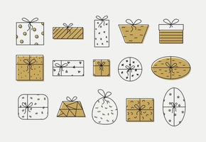 Set of different colorful surprise boxes vector