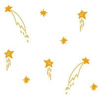 estrellas de patrones sin fisuras. estrella fugaz. Dibujado a mano simple estampado de cielo estrellado para tela, textil, ropa, papel de regalo. textura de los niños. impresiones de vivero. ilustración vectorial. vector