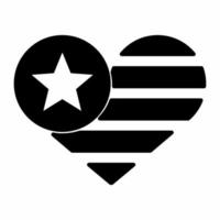 La bandera de Estados Unidos en el icono del corazón black.eps vector