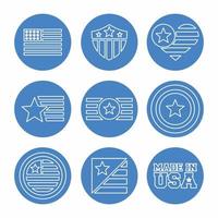 Estados Unidos símbolo conjunto de iconos blue.eps