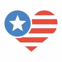 USA Flag in Heart Icon Flat.eps vector