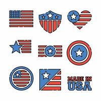 USA Symbol Icon Set Flat Line... vector
