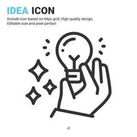 vector de icono de idea con estilo de contorno aislado sobre fondo blanco. concepto de icono de símbolo de signo de innovación de ilustración vectorial para negocios, finanzas, industria, empresa, aplicaciones, web y todos los proyectos