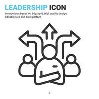 Leadership icon vector with outline style isolated on white background. Vector illustration leader sign symbol icon concept for digital business, finance, industry, company, apps and all project
